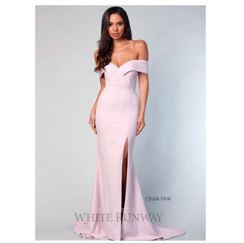 White Runway Gia Off Shoulder Gown